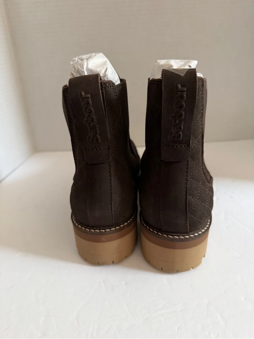 Barbour Men's Dark Brown Chukka Ankle Boots Shoes Tan Lug Sole Women size EU 36